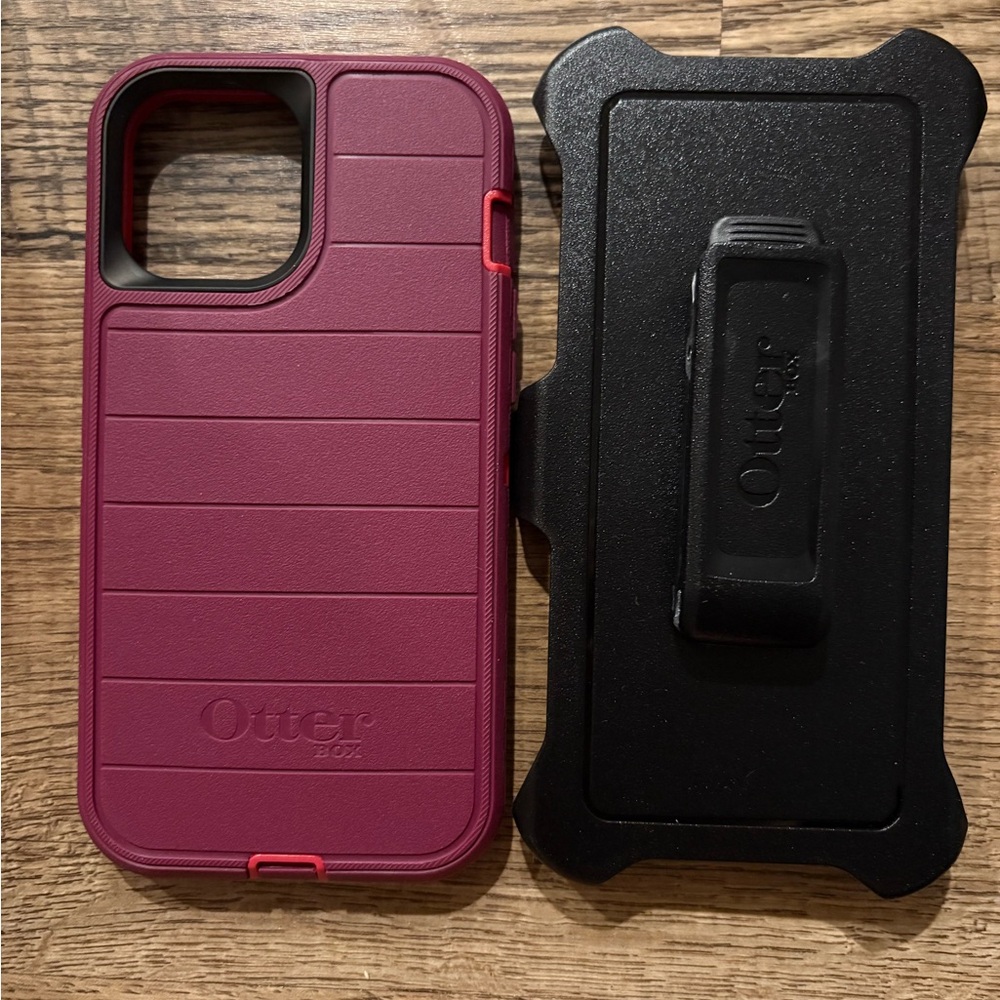 OtterBox iPhone 12 Pro Max Plum and Black Phone Case with Clip